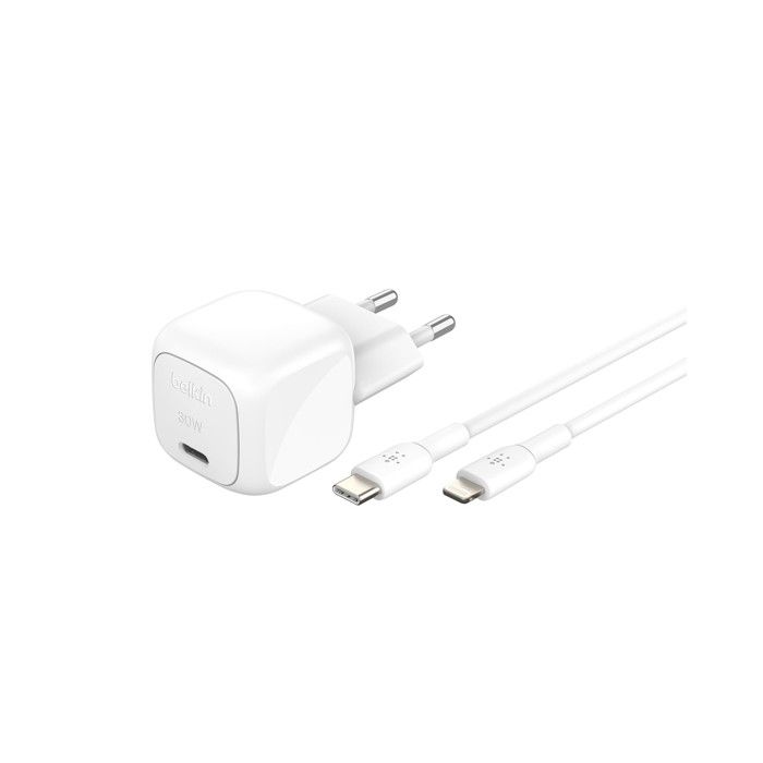 Belkin Caricabatterie USB-C 30W Rapido Da Muro Per iPhone iPad Samsung Galaxy Bianco