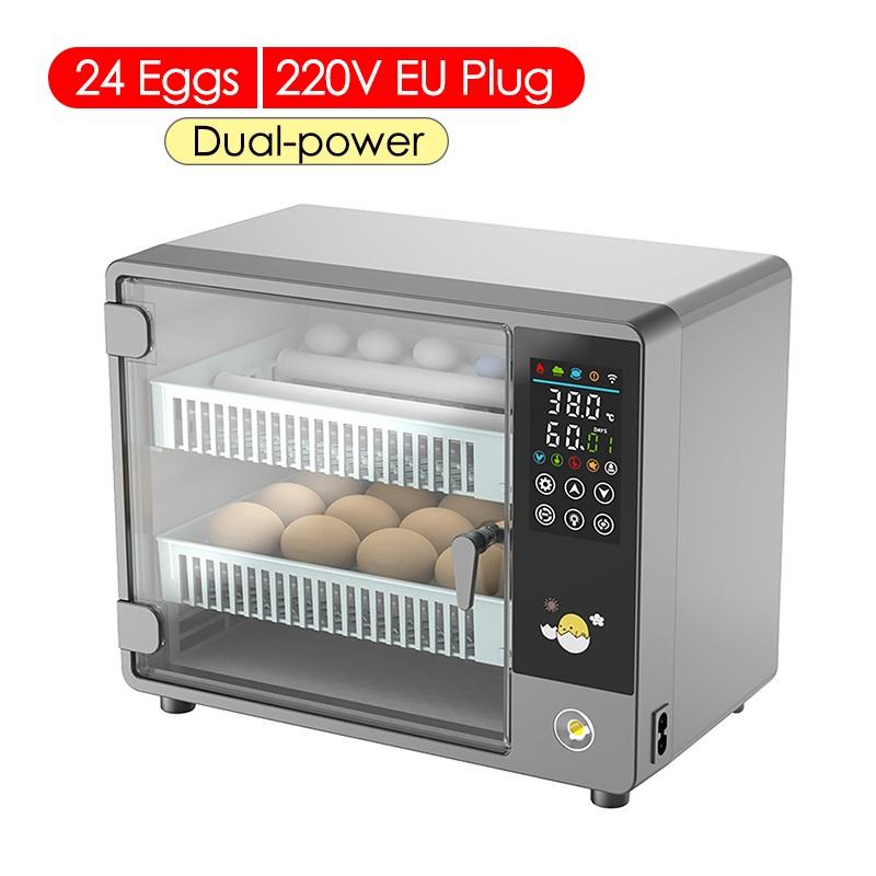 Incubatrice per uova completamente automatica, controllo della temperatura tipo touch, incubatrice da fattoria, adatta per polli, anatre, oche, pollame e incubatrici