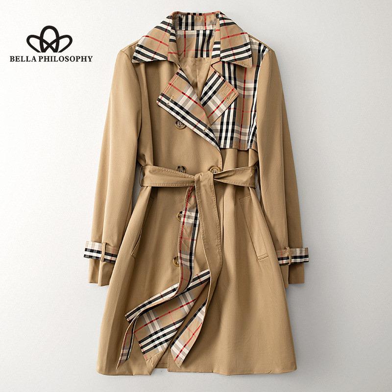 

Весенняя модная ветровка в британском стиле, новый костюм с воротником средней длины, женская повседневная куртка, элегантный плащ 2XL