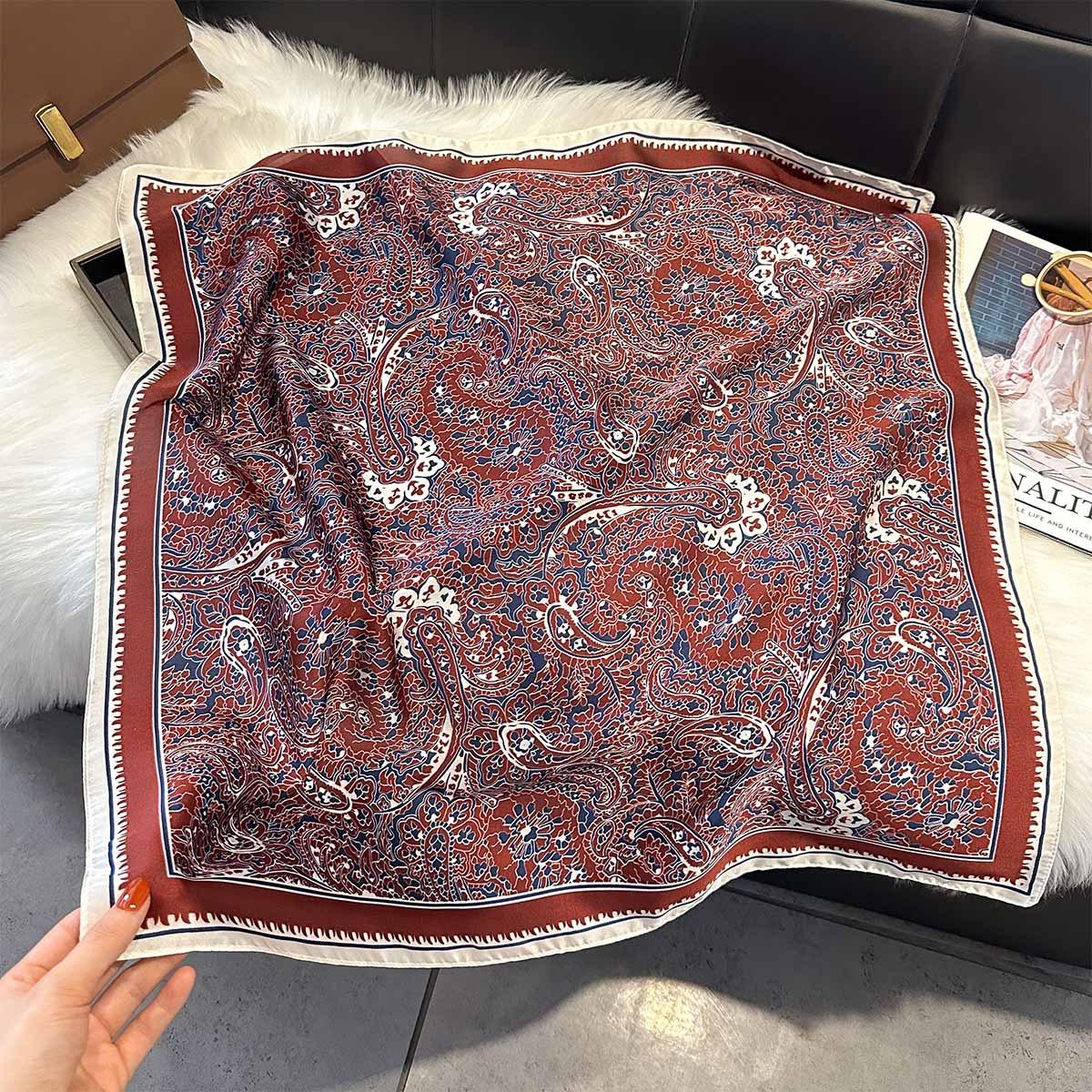 

Bohemia Style 70Cm Square Silk Women S Scarf Satin Scarves Shawl Paisley Printed Headscarf Designer Headband Bandana Wrap 70x70cm