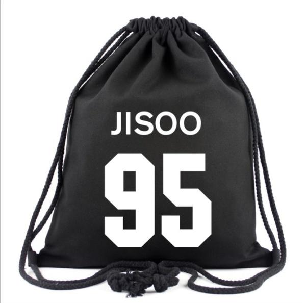 black pink string bag