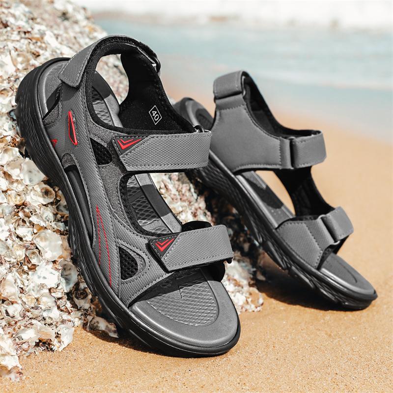 Fashion Men's Casual Summer New Style Genuine Leather Sandals With Non-Slip TPR Outsole Beef Tendon Breathable Beach Shoes