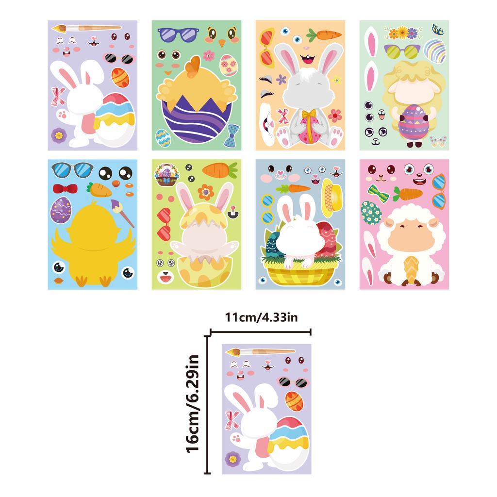2026 Easter Stickers Cartoon Bunny Chicken Cute DIY Scrapbook Journaling Supplies for Kids Children Stationery