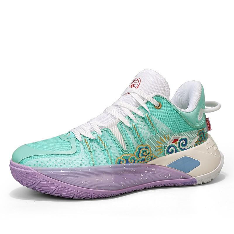 Mens Low-Cut Basketball Shoes Practice Performance Lightweight Breathable PU Mesh Sneakers