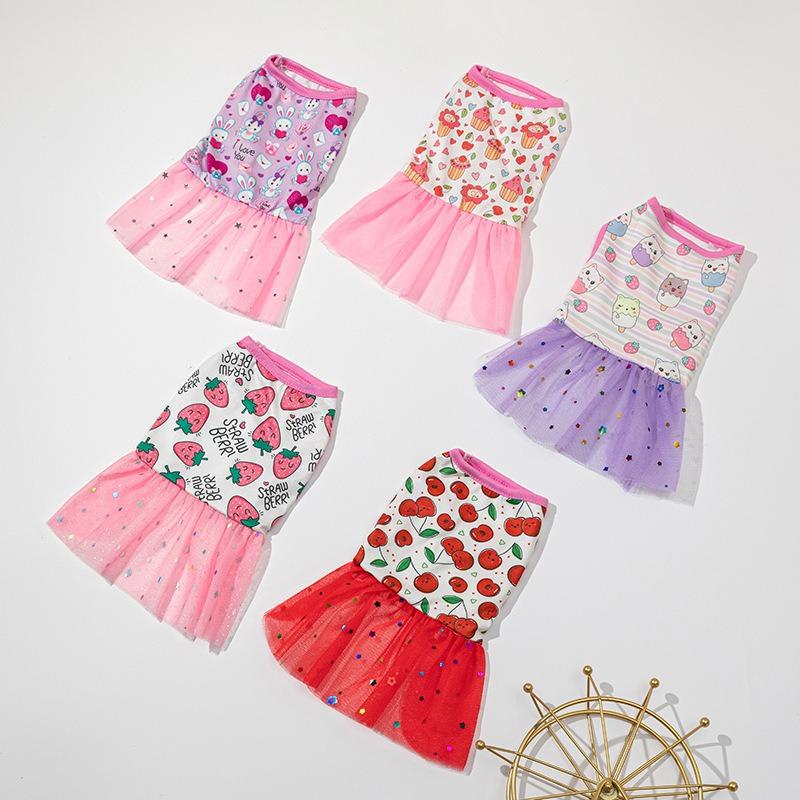 Source Factory Summer Pet Puppy Cute Princess Dress New New Dog Cartoon Skirt Pet Clothing