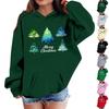 Girls Christmas Print Long Sleeve Hooded Sweatshirt Casual Comfortable Pullover for Holiday
