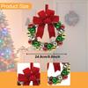 Christmas Bell Wreath with Bowknot Decorative Gift Hanging Decor Christmas Decoration Xmas Wreath for Outdoor Window Holiday