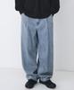 Linen-Like Semi-Balloon Denim Pants [Sky Blue]