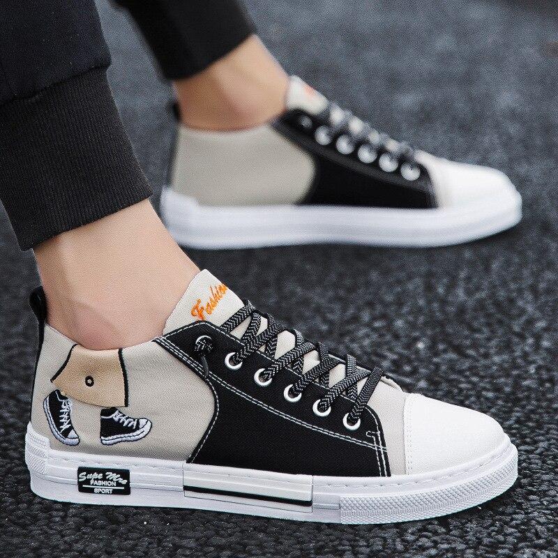 High Top Running Sneakers Men Canvas Shoes Cool Street Shoes Young Male Sneakers Black Red Mens Causal Walking Shoes