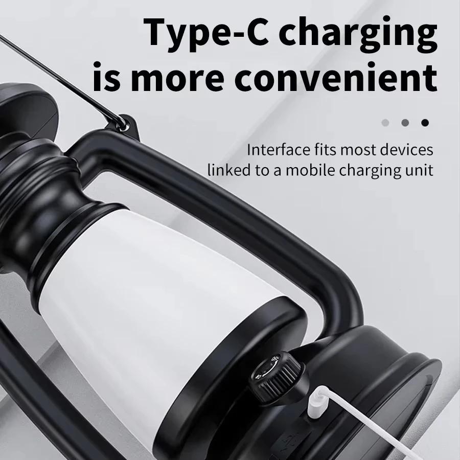 USB Rechargeable Camping Light Portable Camping Lanterns Hanging Tent Light 3000-5000K Stepless Dimming Outdoor Waterproof Torch