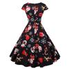Women Vintage Short Sleeve Christmas 1950s Housewife Evening Party Prom Dress