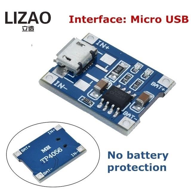 LIZAO 18611 Charger Board 1V Type-C Micro USB 1A Lithium Battery Charging Module With Protection for DIY Projects