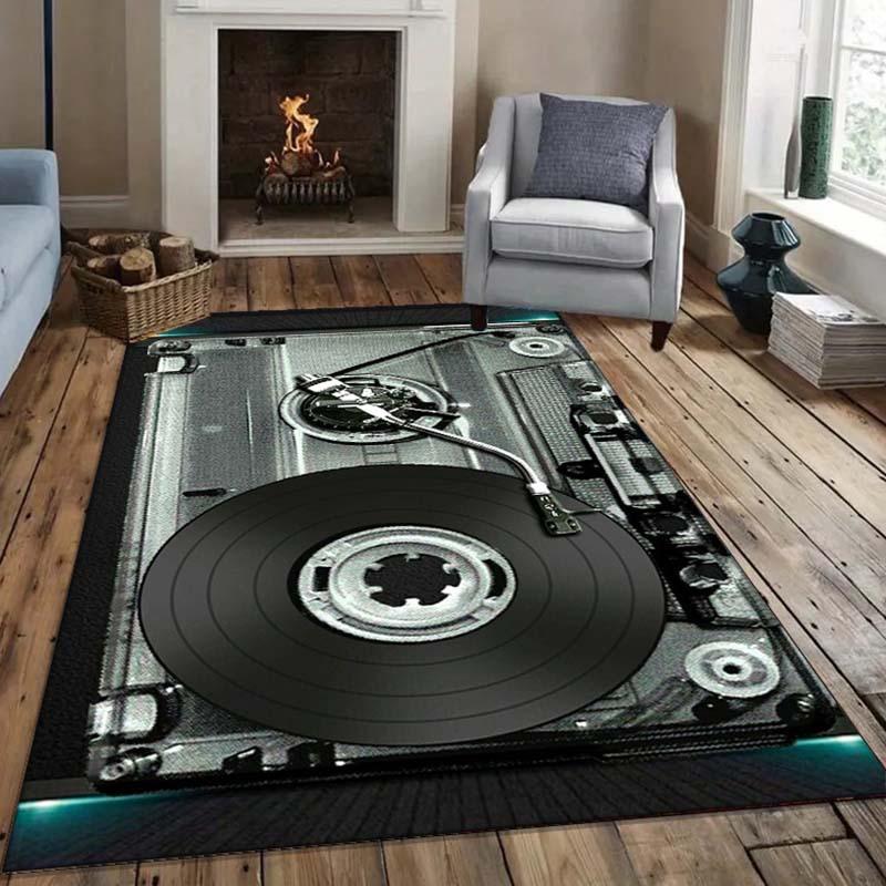 Alfombra para Tocadiscos de Vinilo - Alfombra de Ensueño para Amantes de la Música para Sala de Estar, Diseño Clásico de Equipo de Audio Alfombra Antideslizante