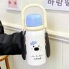 Hand-Thermosbecher Edelstahl Tragbar Doppelter Trinkhalmbecher Kinder Schüler Niedlicher Wasserbecher