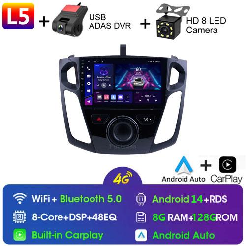 Car Radio Stereo For Ford Focus 3 MK3 2011-2019 Car Media Player GPS Screen Headunit Carplay Android14 Auto Support 360 Camera