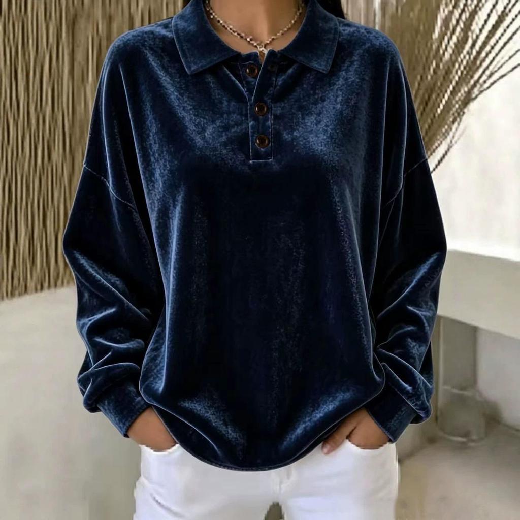 Dames Polo Kraag Lange Mouwen Casual Sweatshirt - Herfst/Winter 2026 Collectie