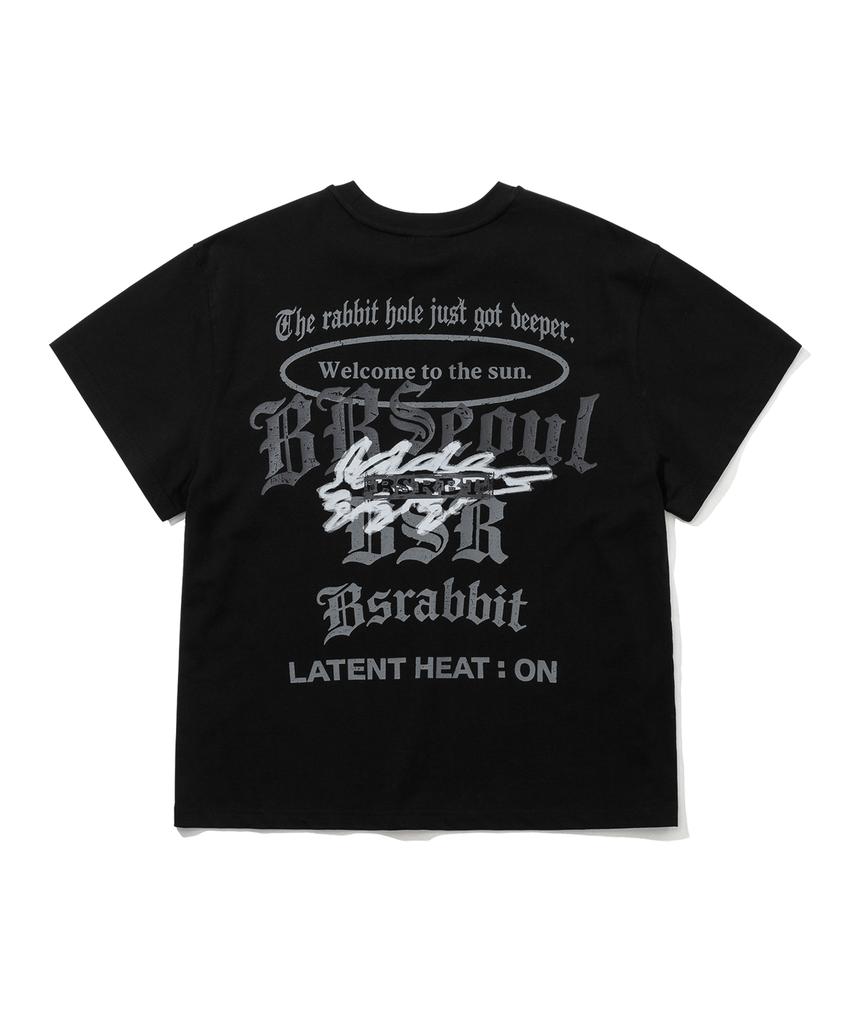 Bieseulaebis Back Rabbit Hole Laytant Heat Graphic Short Sleeve T-Shirt Black