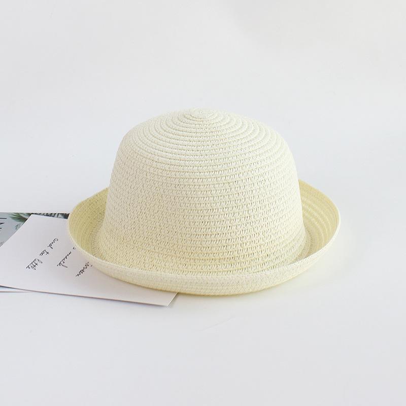 Children's Small Roll Along Straw Hat Summer Girl Flanged Light Board Hat DIY Boys Sunscreen Hat Straw Sun Hat