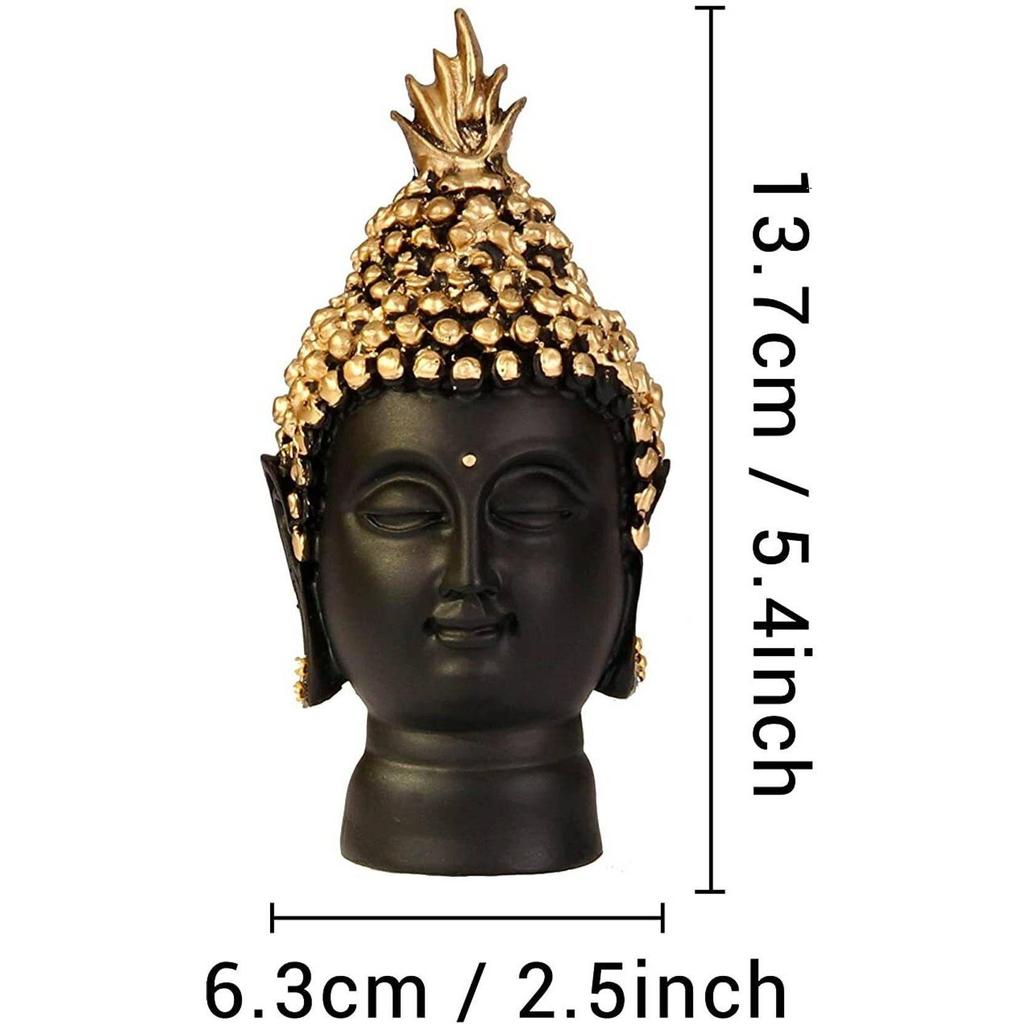 Buddha Head Statue - Buddha Idol Showpiece for Home,Living,Room,Table,Gifts Decorative Showpiece - 13.7 Cm  (Polyresin, Black, Gold)