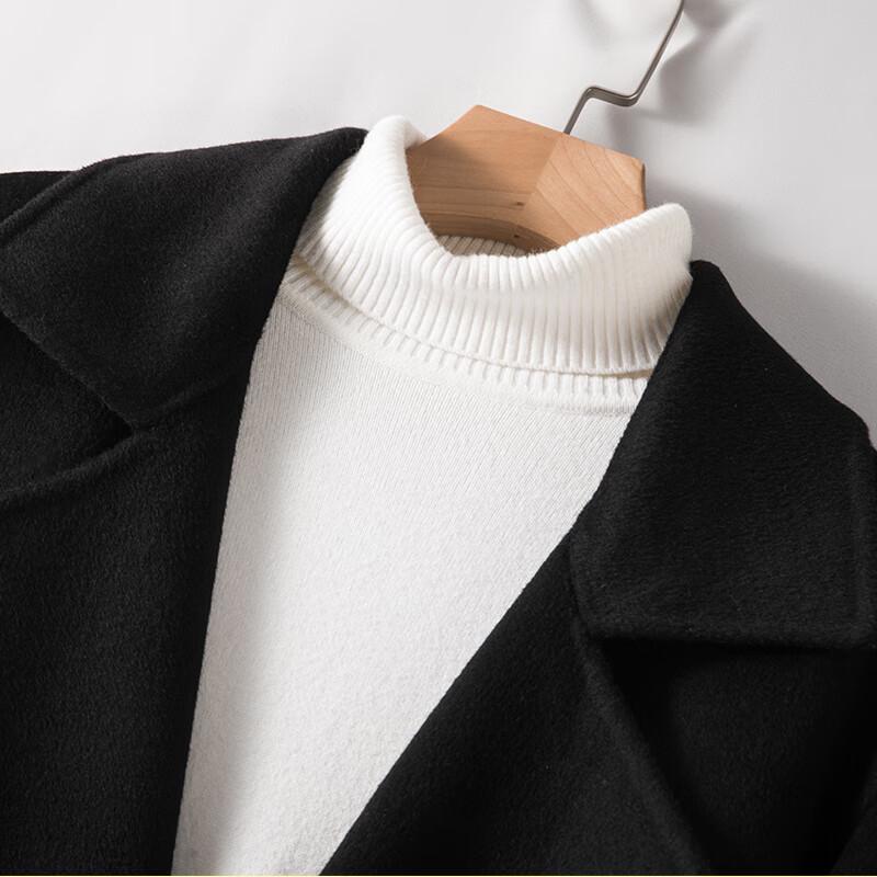 Men's 100% Wool Mid-Length Belted Overcoat