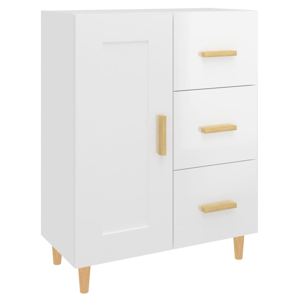 Sideboard High Gloss White 69.5 X 34 X 90 Cm Engineered Wood