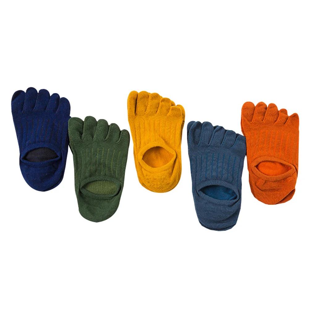 3 Pairs Colorful Five Fingers Socks Anti Slip Men Women Slipper Toe Socks Sweat-absorbing Boat Ankle Short Socks