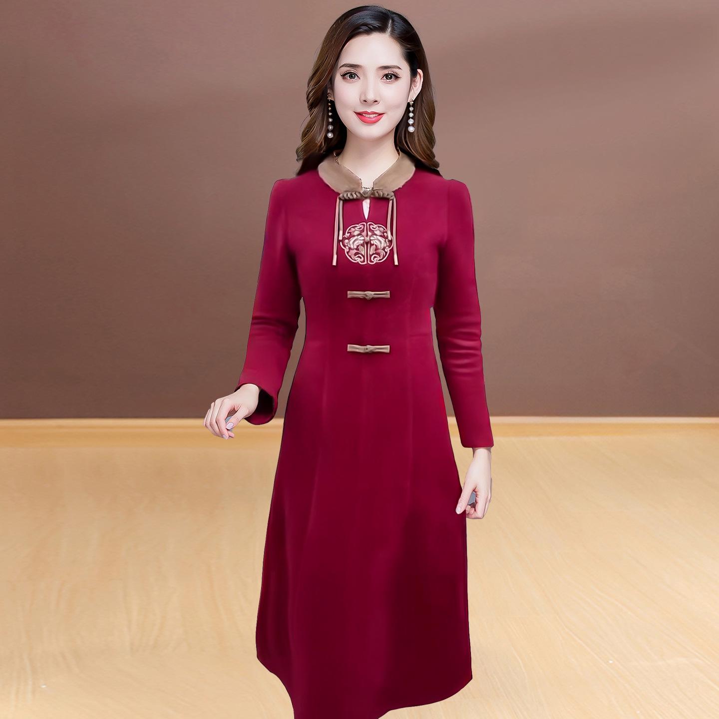 

2025 Winter Elegant Slim Fit Red Dress for Women M красный