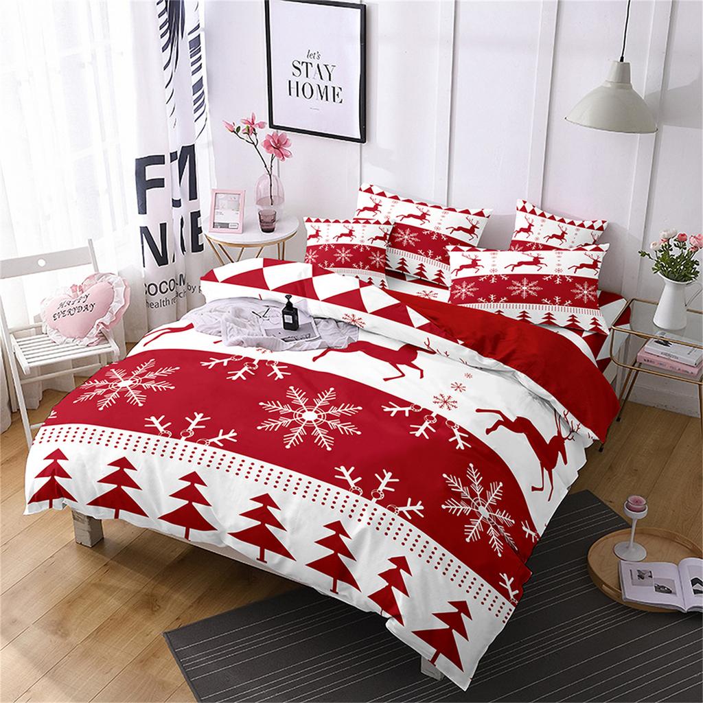 3D Digital Printing Three-Piece Set, Christmas, Christmas Elk, Bedding Kit