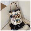 BEIBAOBAO New Cute Cartoon Cat Round Handbags High Texture PU Waterproof Women's One Shoulder Bag Popular Niche Small Basket Bags for Goddess Day Gift