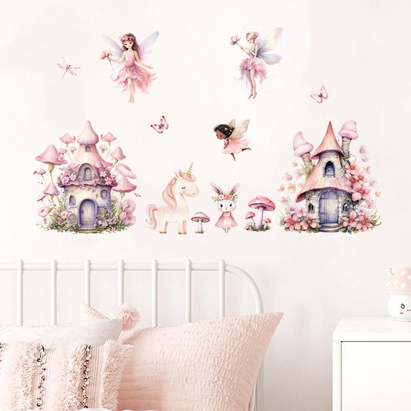 Cute Fairy Reading Wall Sticker For Baby Girls Nursary Room Kids Room Background Children'S Room Wall Decals