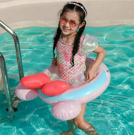 Yellow Sun Protection Baby Swimming Seat Ring - Anti-Rollover Design