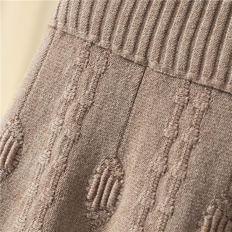 Fusta tricot balansoar cu talie înaltă pentru femei Toamnă Iarnă Fusta lungă de lână în linie A umbrelă