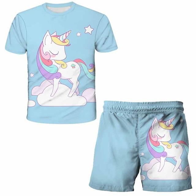 

Summer Boys Unicorn Clothing Sets Children Boys Clothes Kids Fashion T-shit+Cute Shorts 2pcs Suits Girls Unicorn Tracksuits 160