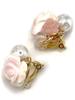 Queen Conch Shell Pink Opal Rose Rose Quartz Cotton Pearl Earrings with Silicone Cover Natural Stone Power Stone A1104 [Cherry]