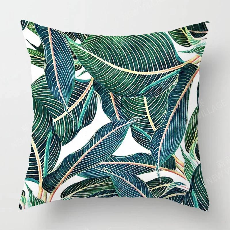 Creative Plant Leaf Patterns Throw Pillow Cover With Short Plush Print Living Room Sofa Decoration Cushion Cover Pillow Covers