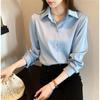 Women's Spring and Autumn Long-sleeved Loose Button Shirt Ladies Business Comfortable Solid Blouse