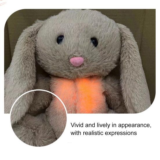Yousheng Breathing Stuffed Animal with Music & Light Sensory Soothing Plush Toy for Sleep Interactive Elephant Rabbit Toy for Kids Baby Soother