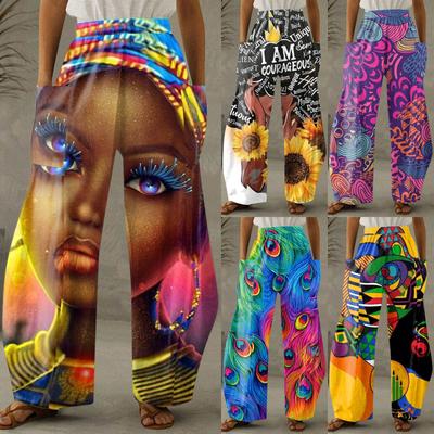Women's Pants Print Casual Straight Leg Loose Wide Leg Large Size Trousers Classic Trendy Pants Dashiki