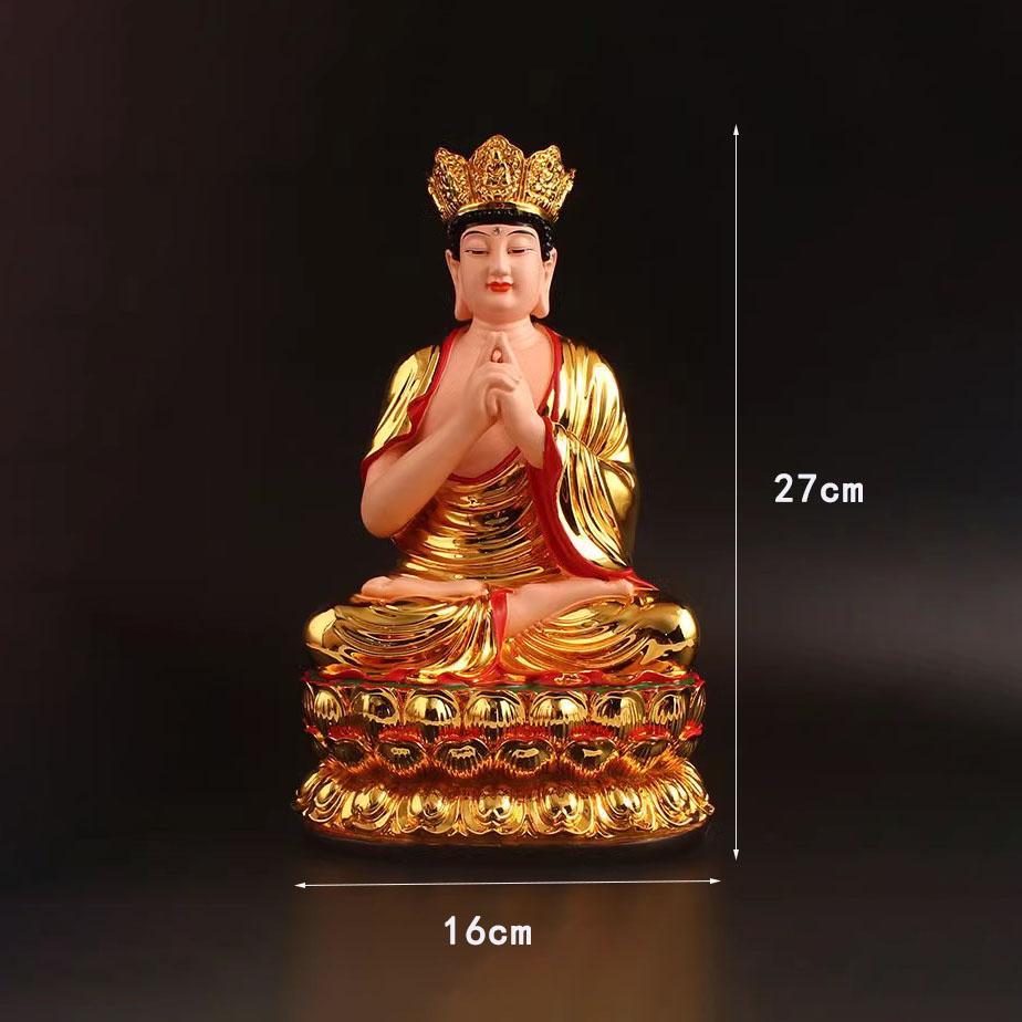 

Супер большая статуя Будды Бодхисаттвы Вайрочаны, золотая смола Рулай, три драгоценные безопасные фигурки, украшение для дома 27 см светло-серый