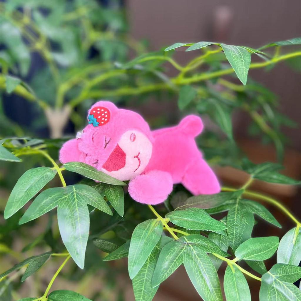Adorable Pink Strawberry Bear Plush Toy Pendant  Keychains Bags Accessories Girls