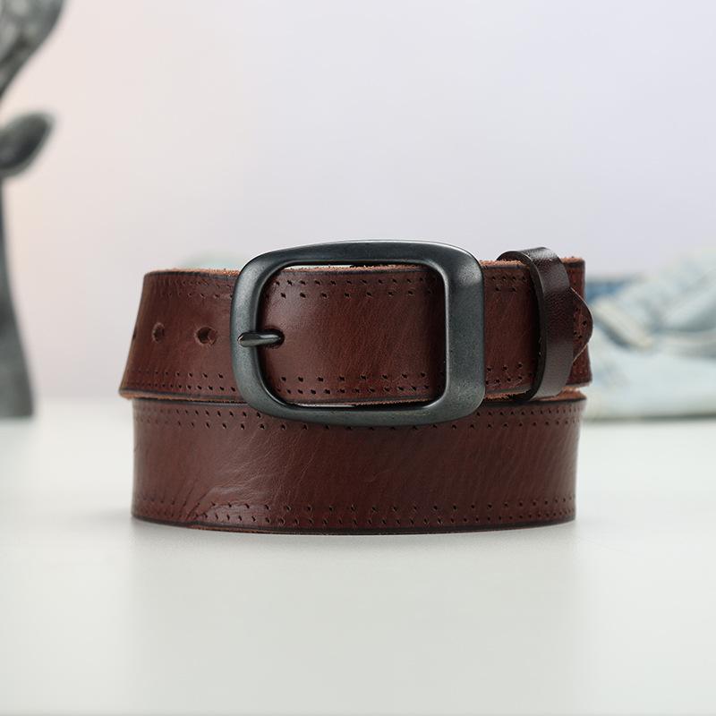 Belt Men'S And Women'S Leather Pure First Layer Cowhide Fashion Trend Retro Old Jeans Handmade Belt