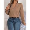 Womens Dressy Casual Shirts Long Sleeve Layered V Neck Solid Elagant Tops Fall Winter Preppy Business Office Blouse