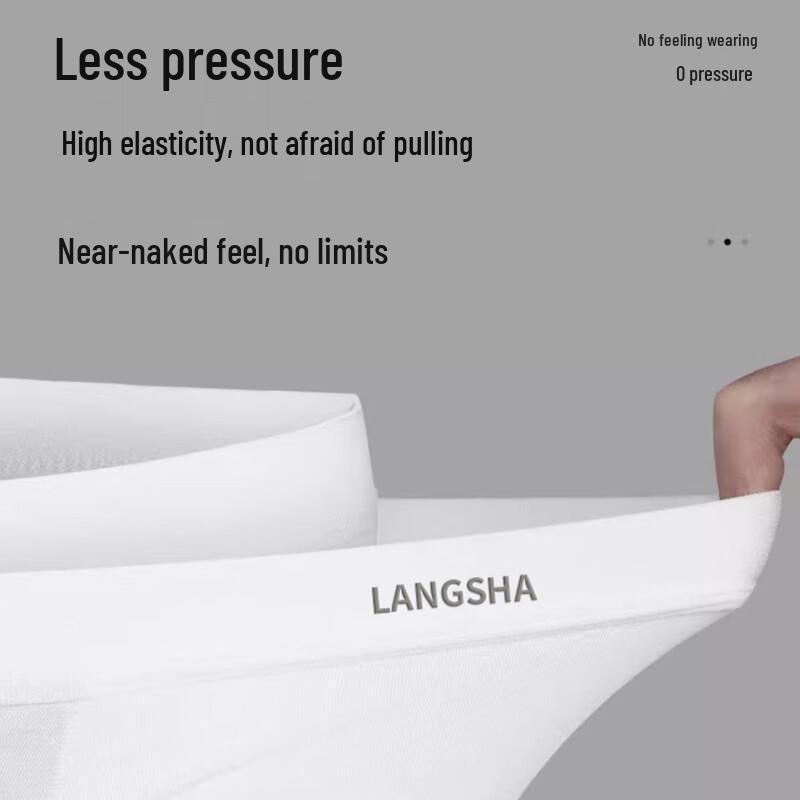 Langsha Men's White Pure Cotton Antibacterial Boxer Briefs