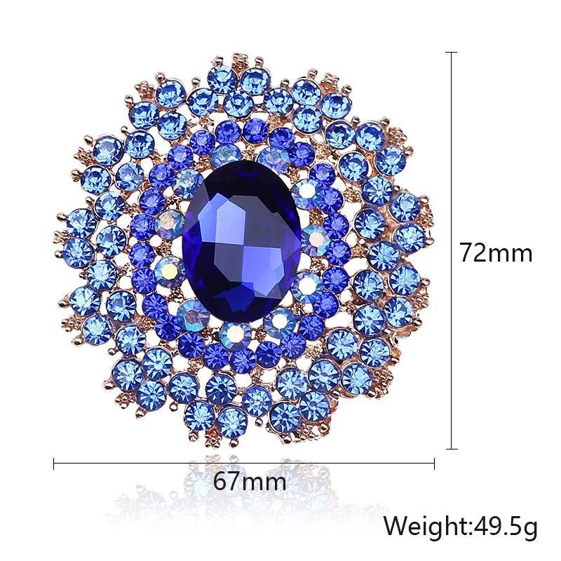 Classic Retro Stained Glass Large Brooch Imitation Crystal Luxury Badge Suit Dress Accessories