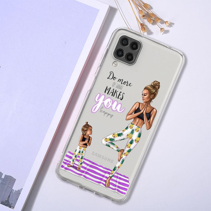 Przezroczyste etui na Samsung Galaxy A52 A12 A51 A32 A21s A71 A32 A22 50 A70 A31 A72 5G Pokrowiec na telefon Super Mama Dziecko
