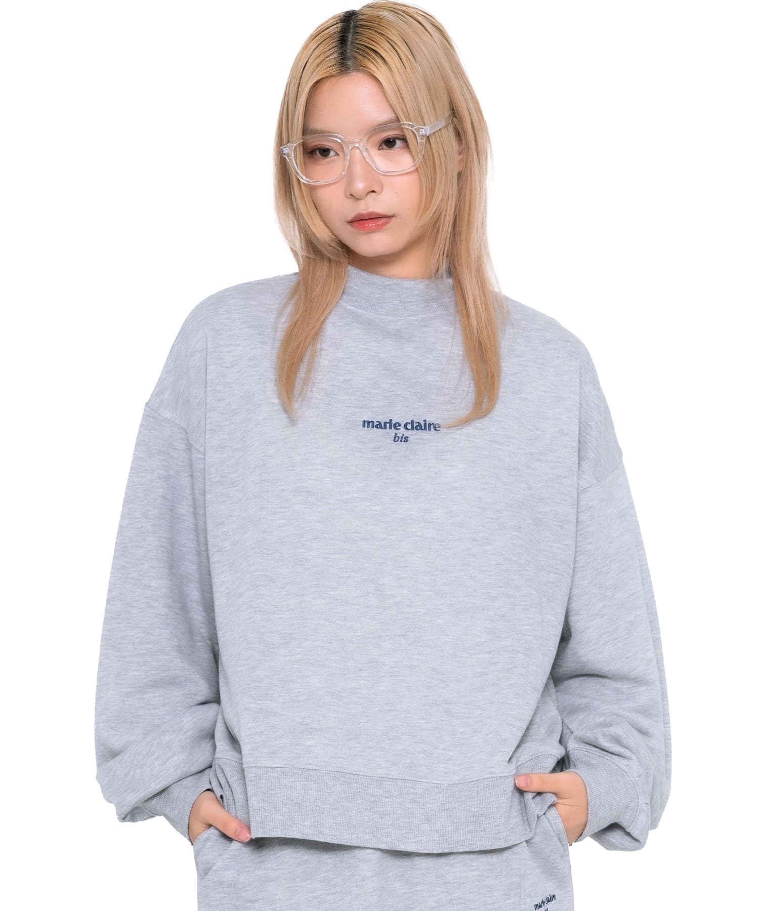 

Женский свитшот Marie Claire Fleece High Long Brand пепельно-серого цвета, горловина, рукава, логотип, одноточечный дизайн, осень/зима, mclw1058,