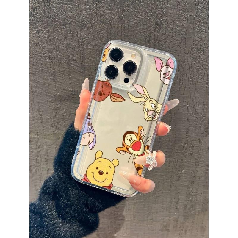 Winnie Tigger iPhone16promax mobile phone case Apple 15 transparent 14 Europe and America 13 Pro airbag 12/11