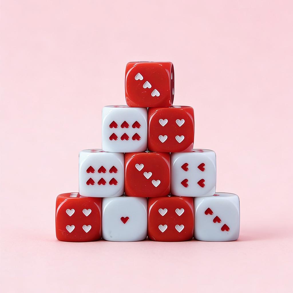 Non-Toxic 12Pcs Date Night Dice For Couples Romantic Game Heart Shaped Valentine Gift For Him Her