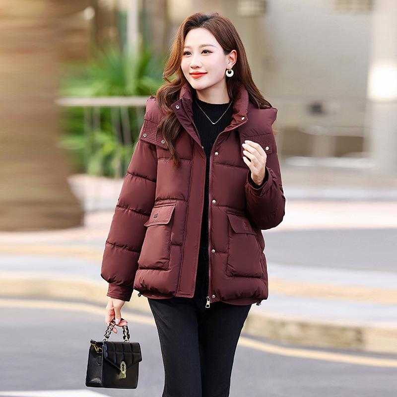 Women’s Short Hooded Windproof Thicken Warm Winter Jacket With Adjustable Hem