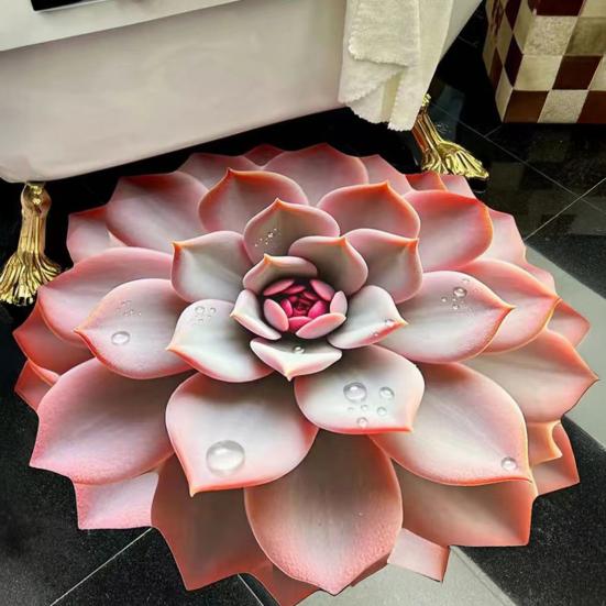 3D Flower Floor Mat Realistic Absorbent Flower Carpet Non-Slip Decorative Area